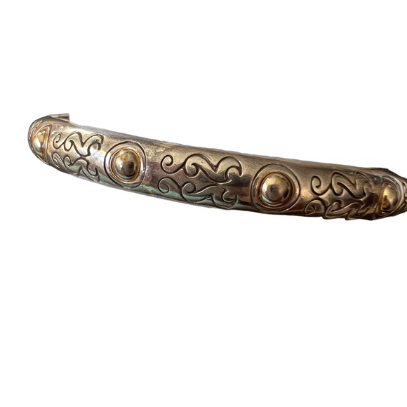 BRIGHTON Aires Hinged Bangle Two Tone Gold & Silver Plated Etched Magnetic Clasp - Picture 7 of 13